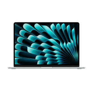 MacBook Air M4 aufgeklappt mit grünem Bildschirm